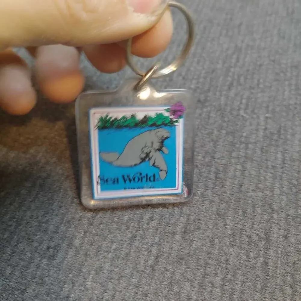 Sea World Manatee Keychain Mom & Baby Manatee Souvenir Animal Charm